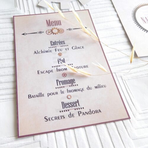 Menu Mariage Steampunk