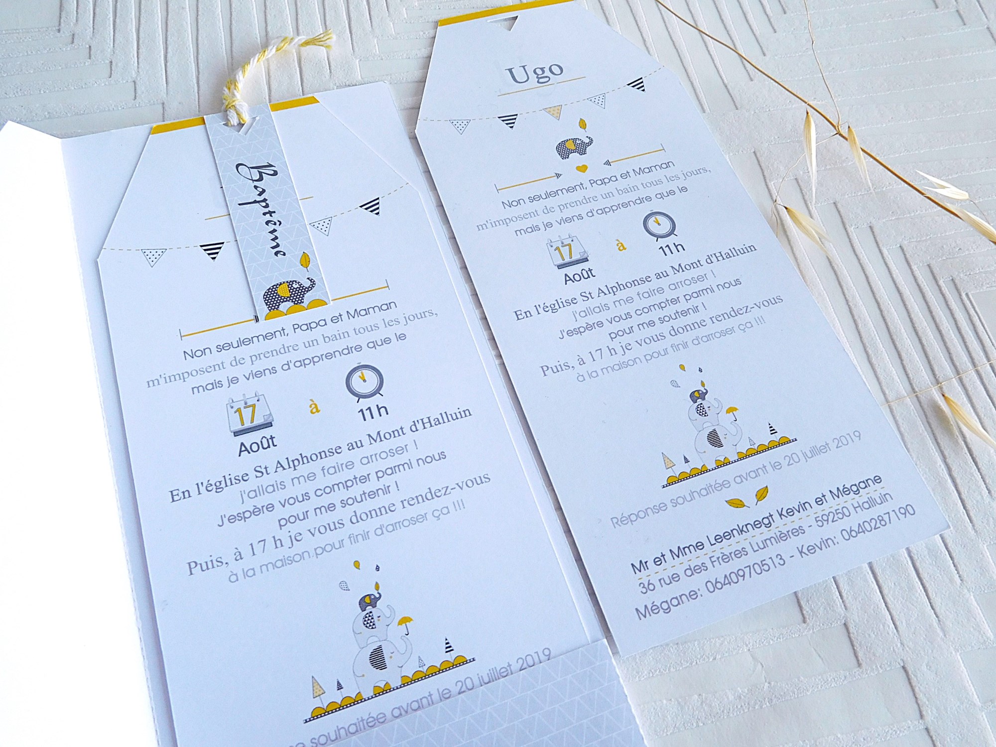 faire-part babyfan -Thème Eléphant