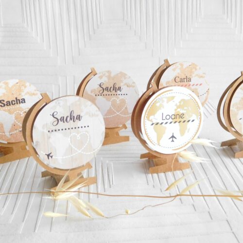 Marque place forme globe personnalisable
