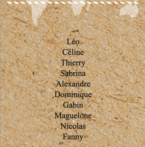 Carton plan de table personnalisé thème voyage Kraft