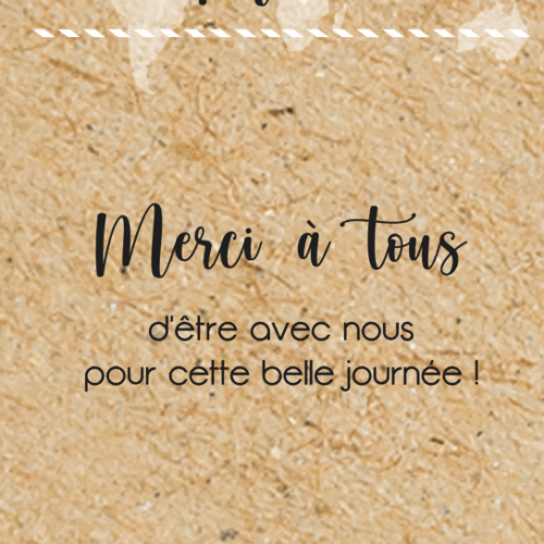 Carton remerciements thème voyage Kraft