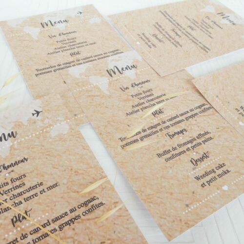 Menu mariage voyage