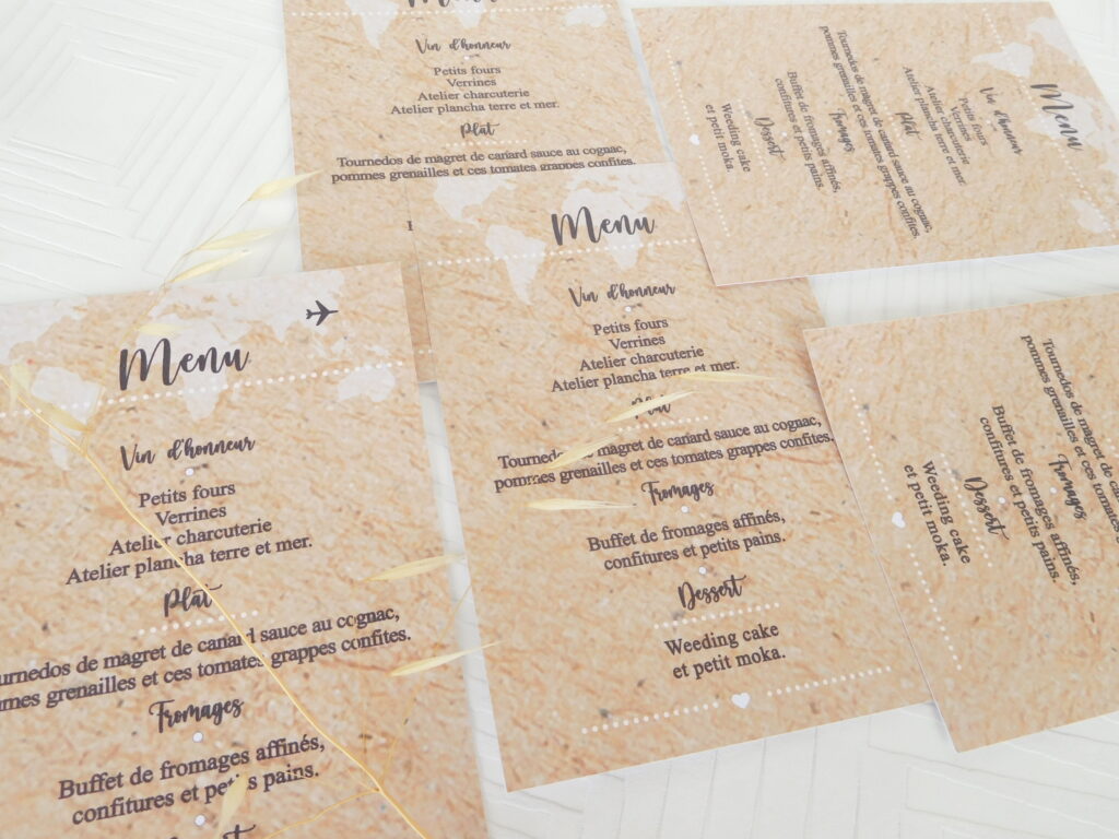 Menu mariage voyage
