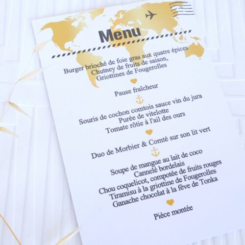 Menu or thème voyage