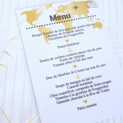 Menu or thème voyage