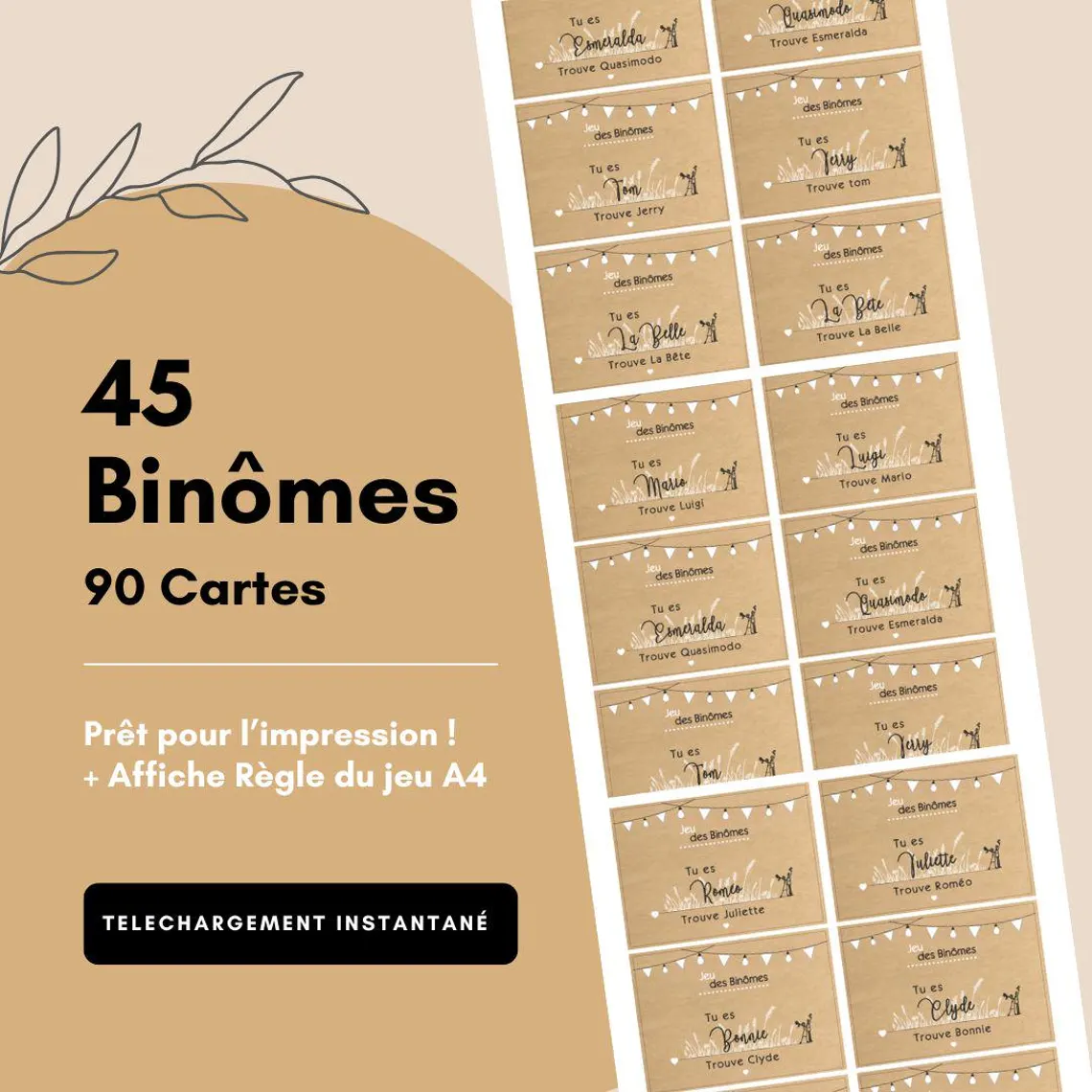 jeu de binômes 90 invités